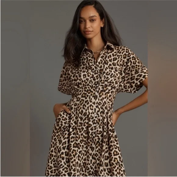 Anthropologie Tobie Animal Print Midi Dress - Picture 3 of 5